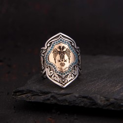 Okçu Kartal Zihgir Modeli Gümüş Erkek Yüzük -Z3398 - Thumbnail