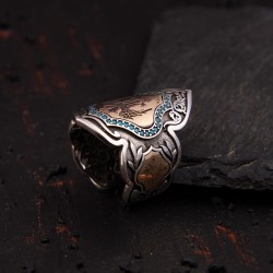 Okçu Kartal Zihgir Modeli Gümüş Erkek Yüzük -Z3398 - Thumbnail